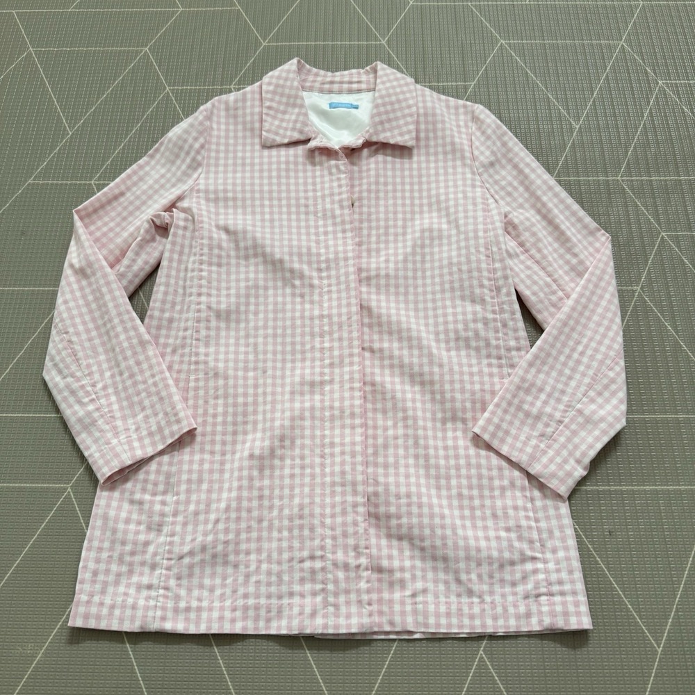J McLaughlin Tyra Coat Size Large Pink Gingham Trench Coat
